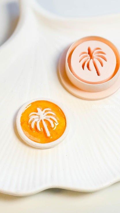 Palm Tree Clay Cutter: 30mm Emboss/Deboss Tropical Design