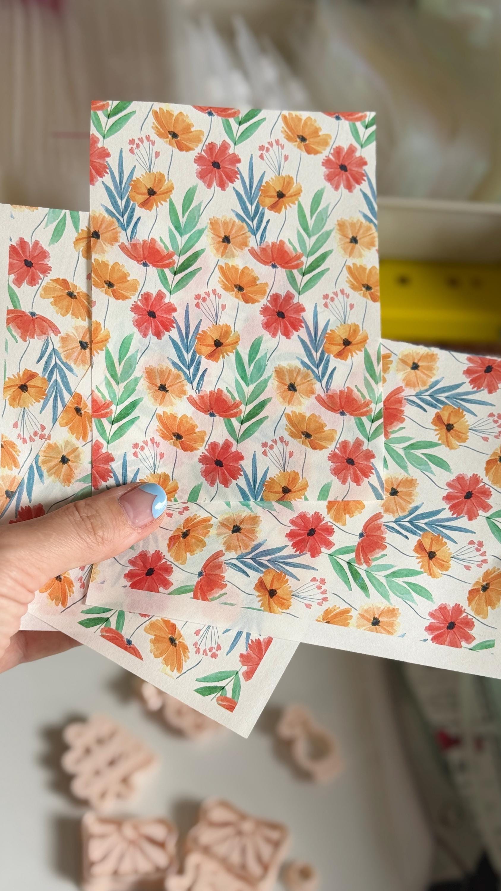 Floral Water Transfer Paper for Polymer Clay (9x14cm)
