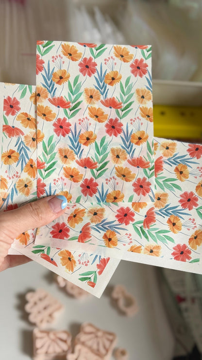 Floral Water Transfer Paper for Polymer Clay (9x14cm)