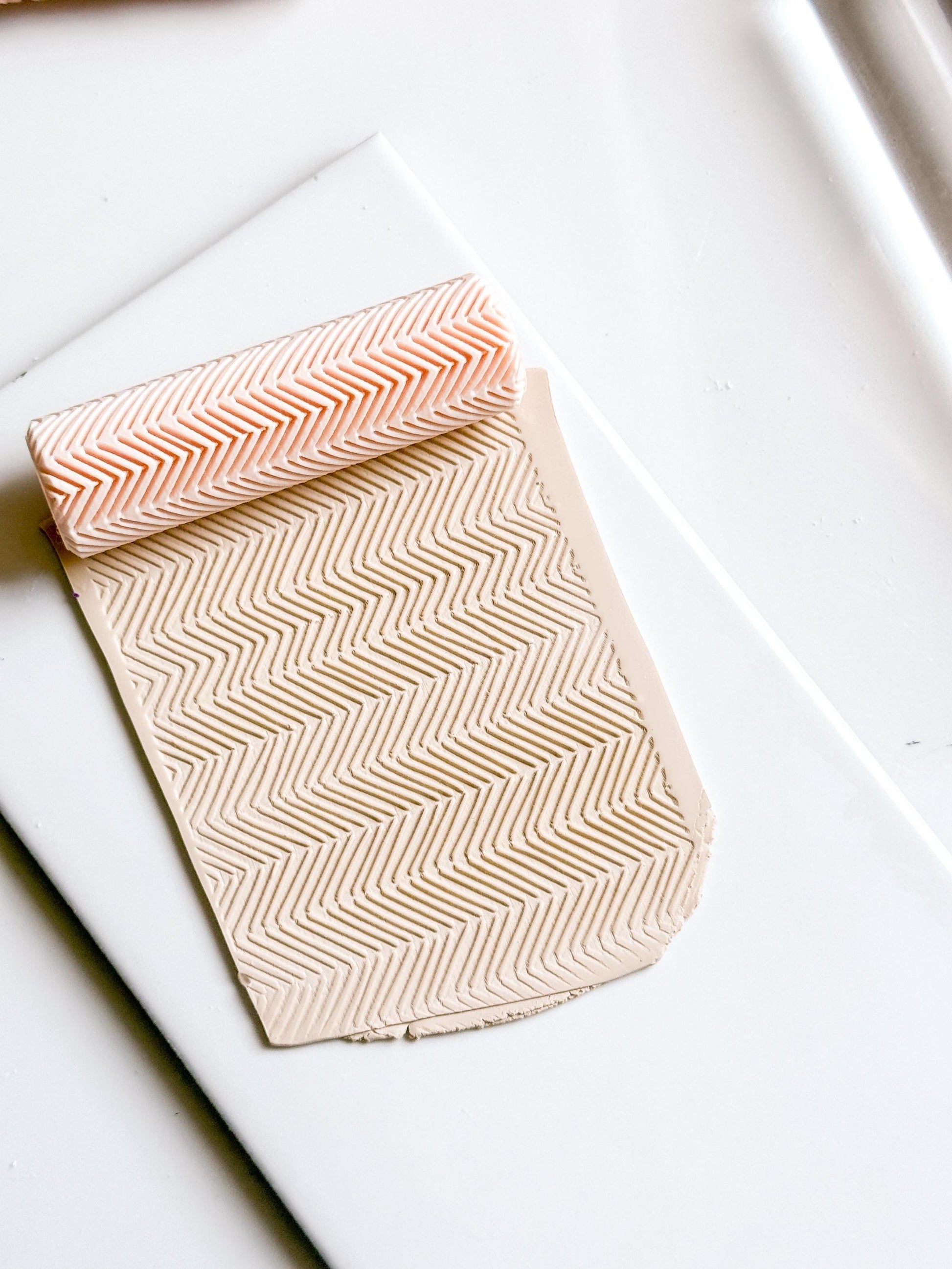 Chevron Embosser Roller for Polymer Clay Geometric Texture Tool