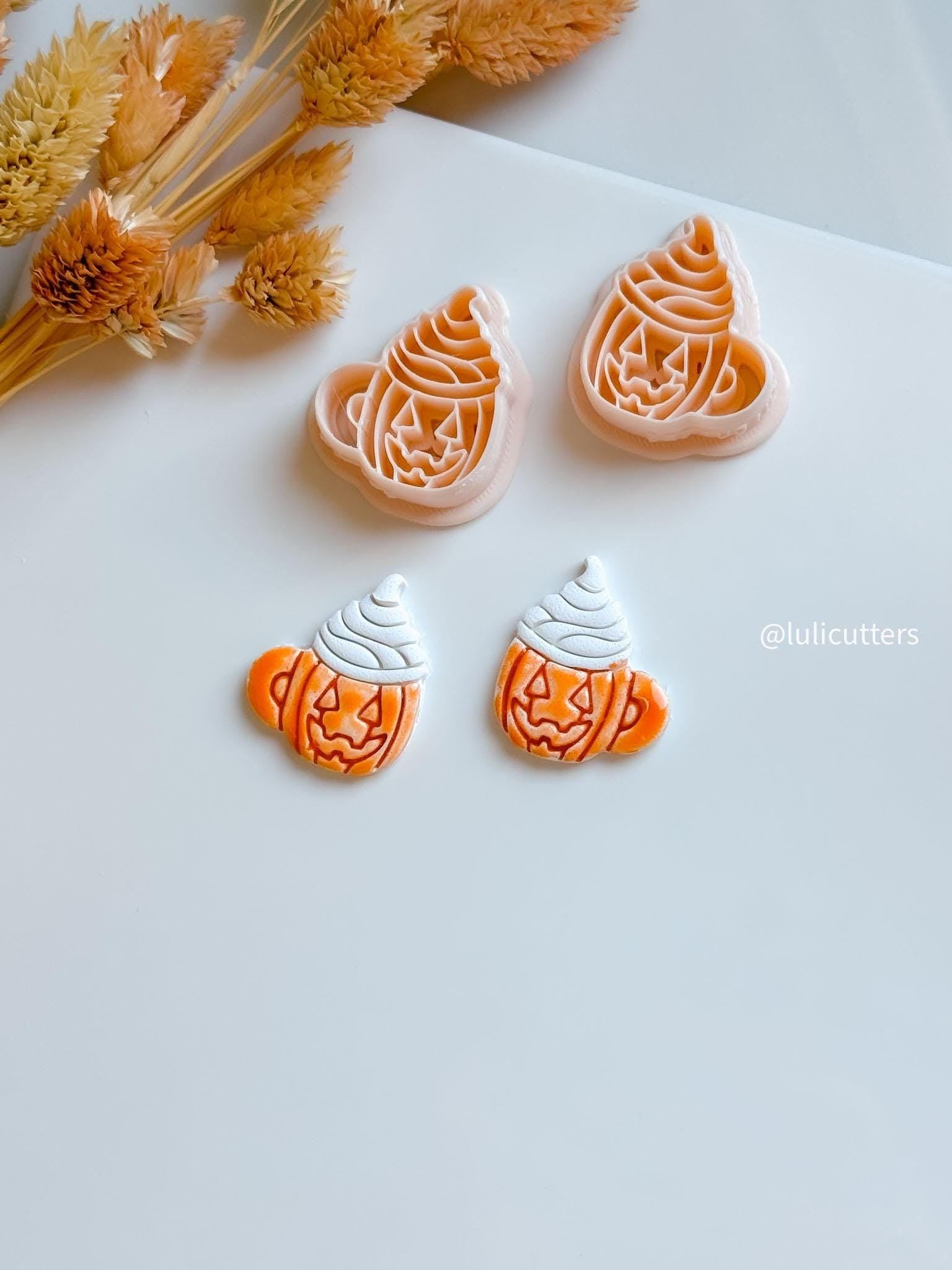 Pumpkin Mug Clay Cutter: Halloween Jack-O'-Lantern Earrings, Charms (30mm Tall)