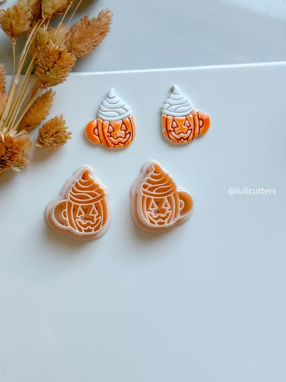 Pumpkin Mug Clay Cutter: Halloween Jack-O'-Lantern Earrings, Charms (30mm Tall)