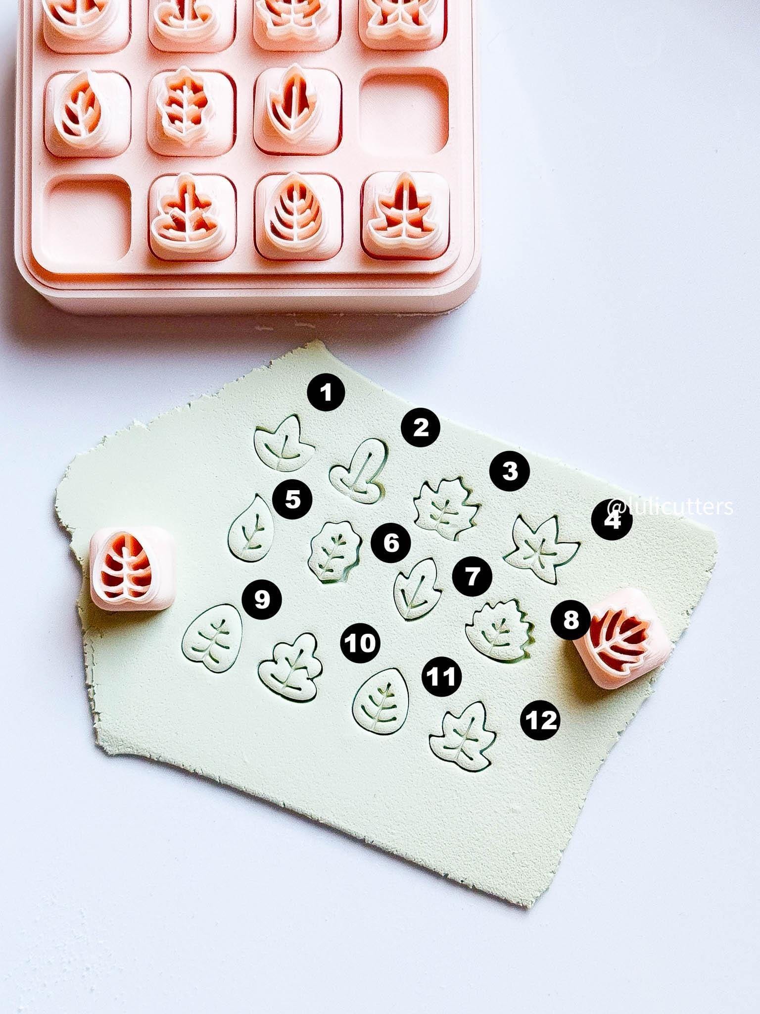 Mini Leaf Clay Earring Cutter Set Includes 12 Micro Leaf Shapes + Storage Case