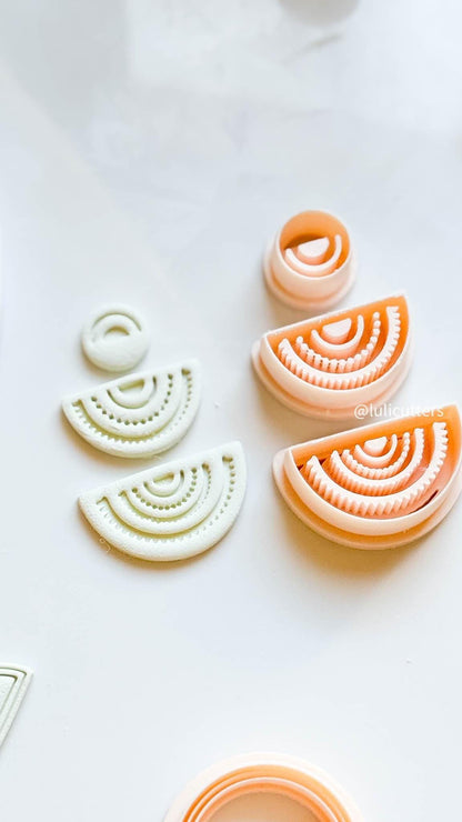 Half Circle Arch Clay Cutter Set 3 Piece- Includes Imprint Layers + Matching Topper