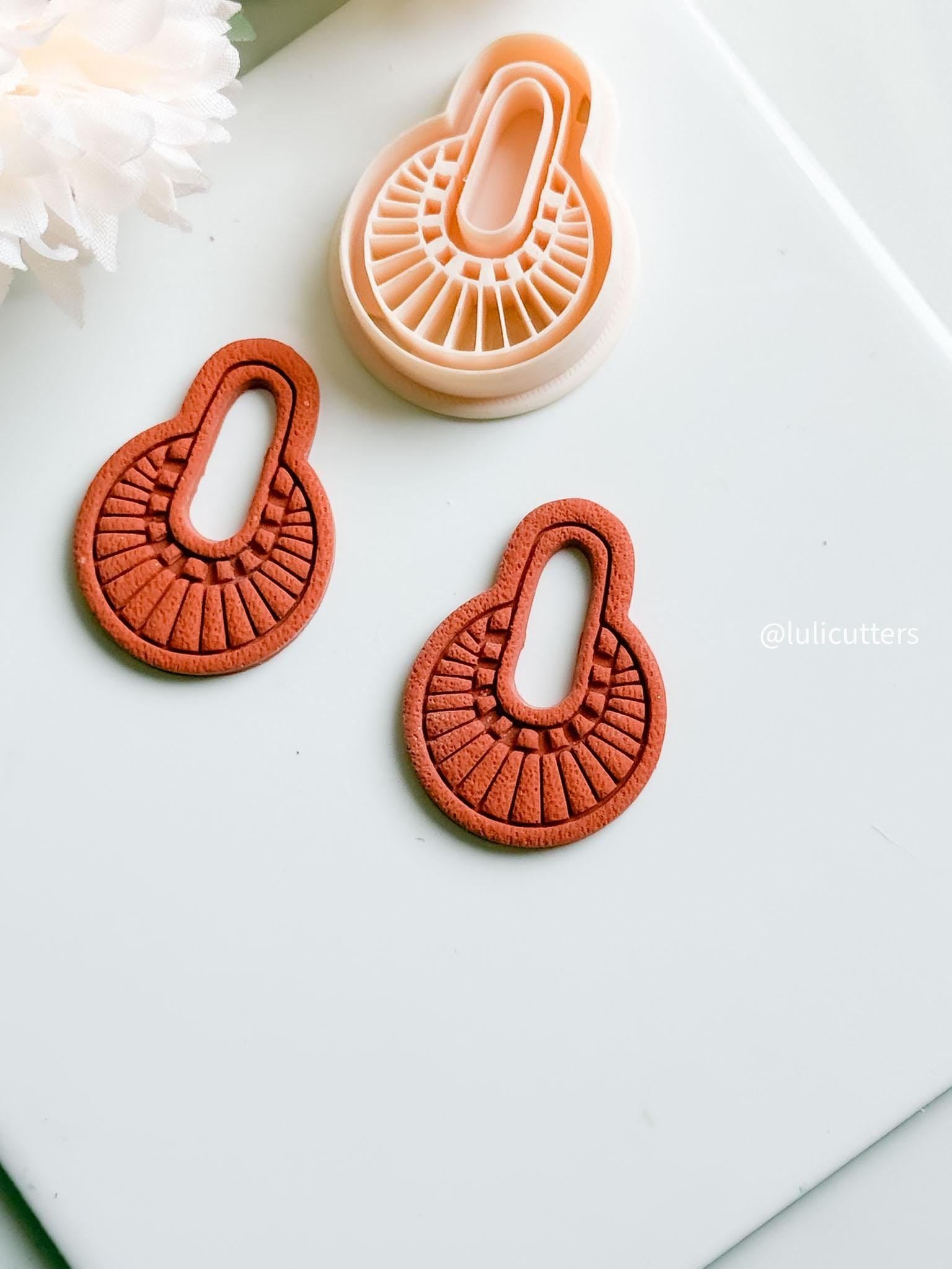 Boho Sunrise Cutter | Polymer Clay Earring Cutter with Imprint