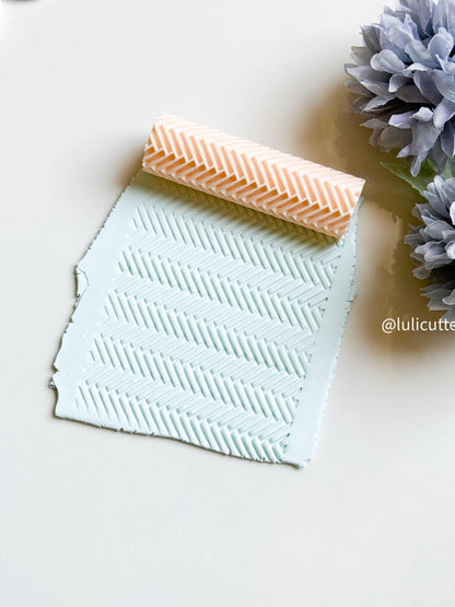 Herringbone Texture Roller: Geometric Embossing Tool for Polymer Clay