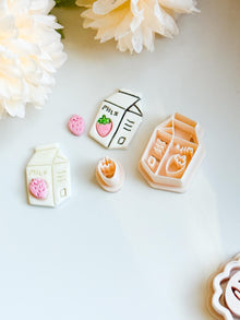 Strawberry Milk Carton Polymer Clay Cutter: Kawaii Earring Tool