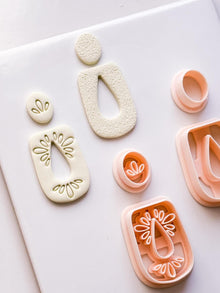 Teardrop Frame Clay Earring Cutters: Plain & Floral Polymer Clay Set