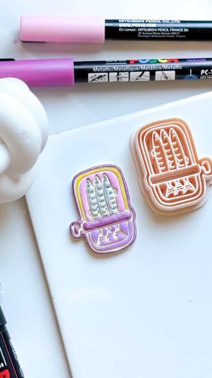 Sardine Can Polymer Clay Mold: Retro Food Earrings, Coastal Charms (41mm)