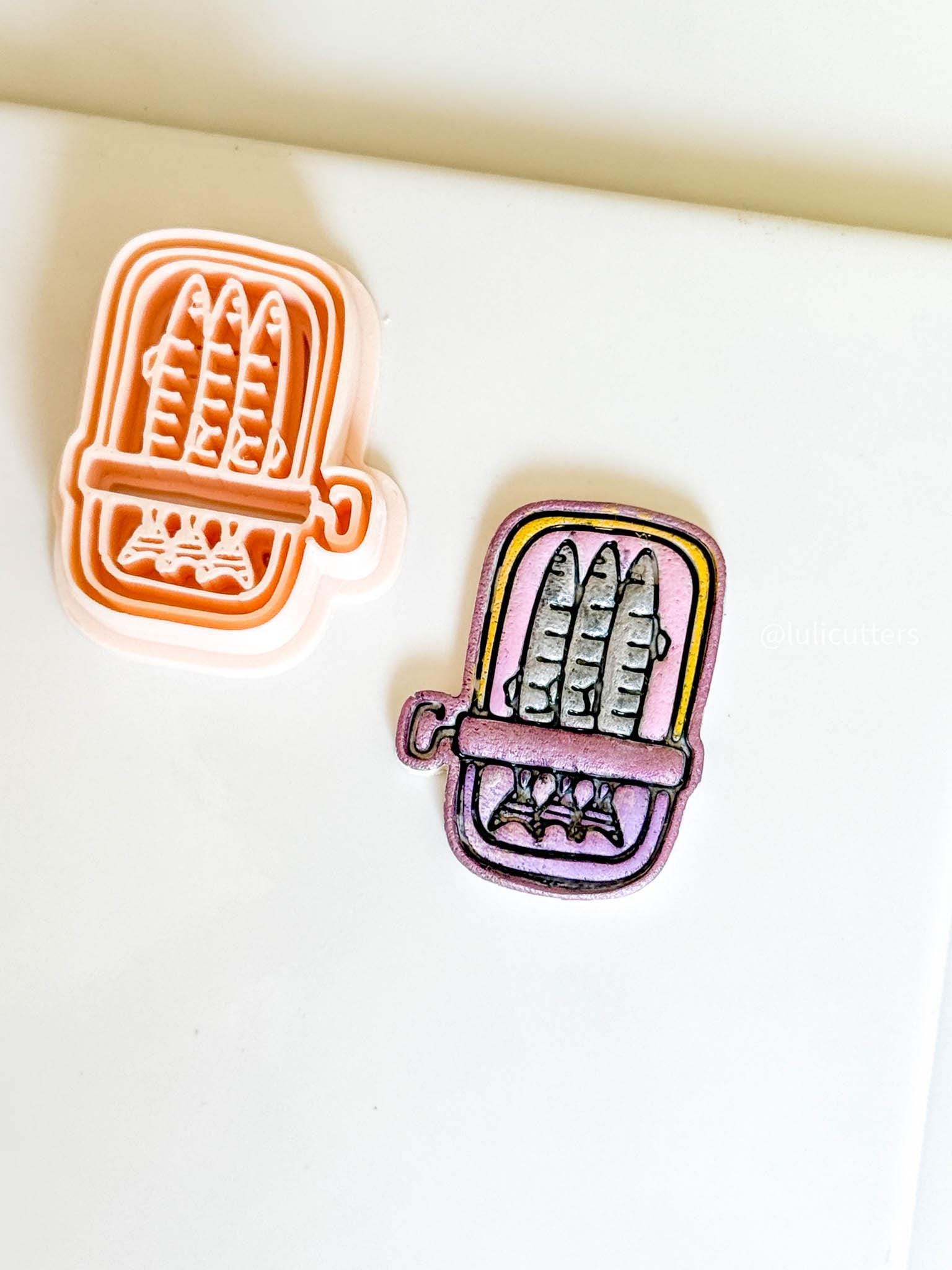 Sardine Can Polymer Clay Mold: Retro Food Earrings, Coastal Charms (41mm)