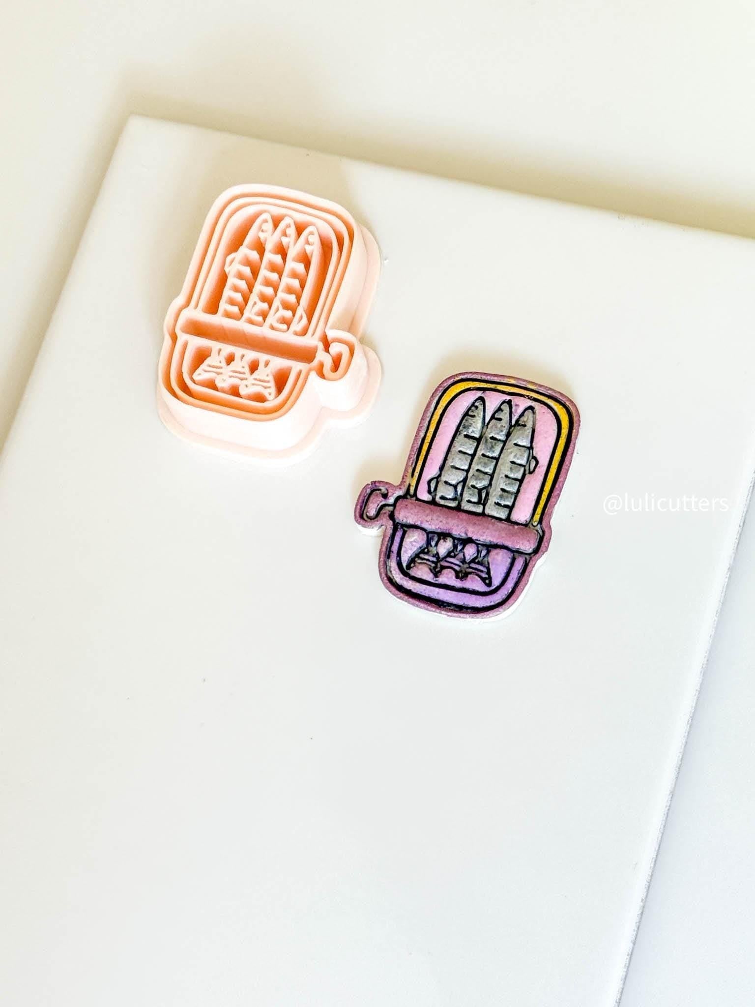 Sardine Can Polymer Clay Mold: Retro Food Earrings, Coastal Charms (41mm)