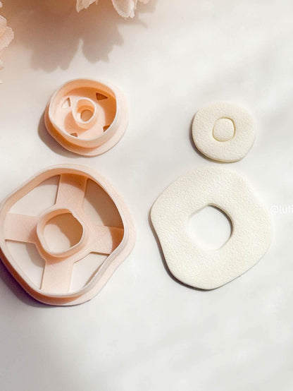 Abstract Organic Earring Cutter Set Includes Rounded Hollow Base + Matching Topper