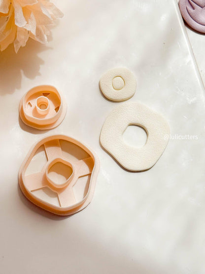 Abstract Organic Earring Cutter Set Includes Rounded Hollow Base + Matching Topper