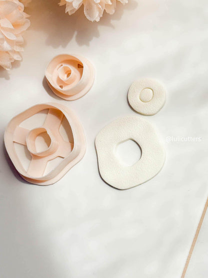 Abstract Organic Earring Cutter Set Includes Rounded Hollow Base + Matching Topper