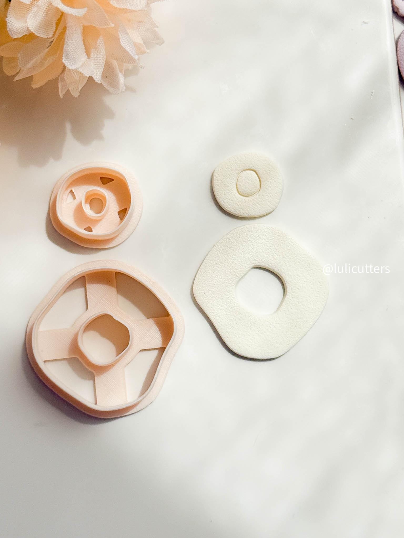 Abstract Organic Earring Cutter Set Includes Rounded Hollow Base + Matching Topper