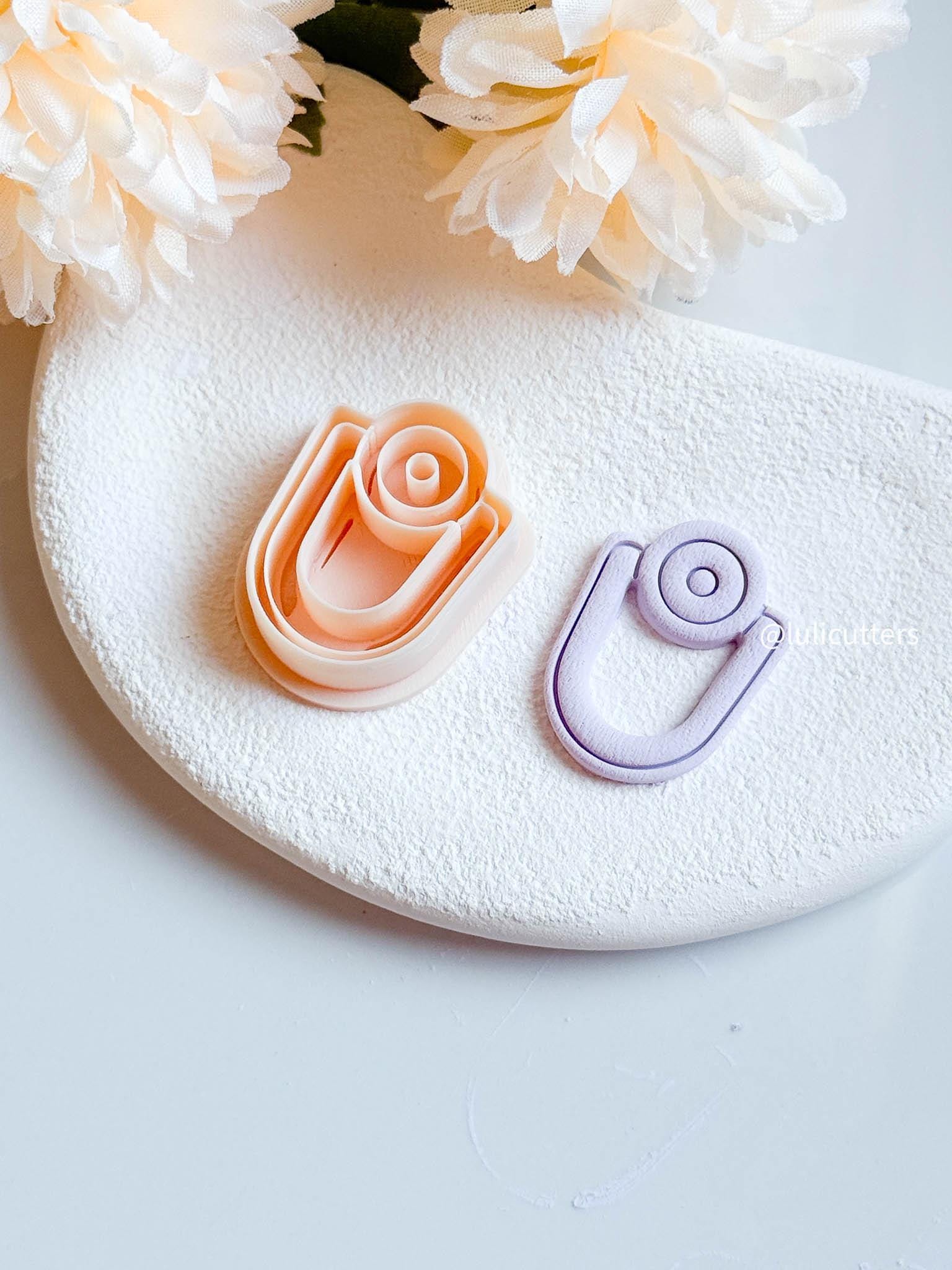 Geometric Arch Clay Cutter 35 mm with Circle Imprint Detail
