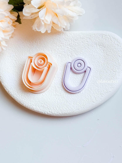 Geometric Arch Clay Cutter 35 mm with Circle Imprint Detail