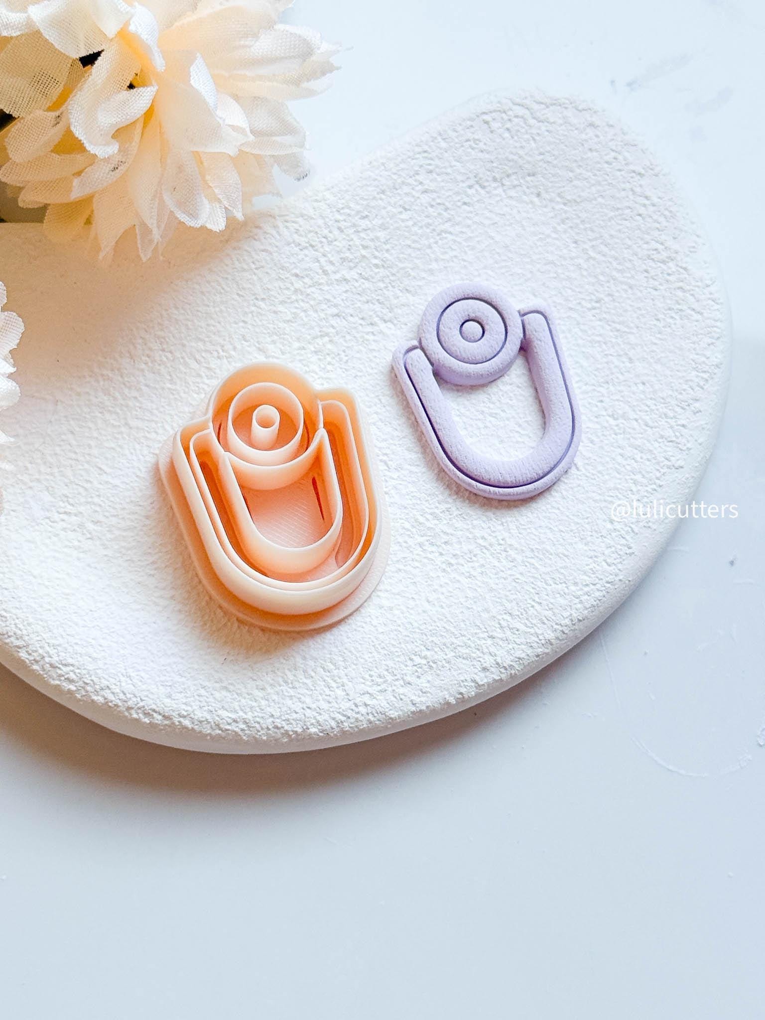 Geometric Arch Clay Cutter 35 mm with Circle Imprint Detail