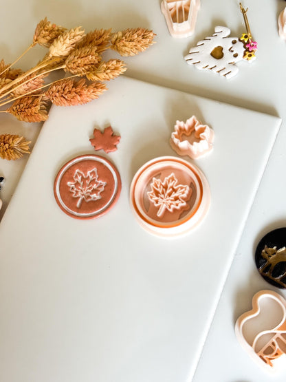 Maple Leaf Cutter Set: Polymer Clay Earring Mold, Autumn Design