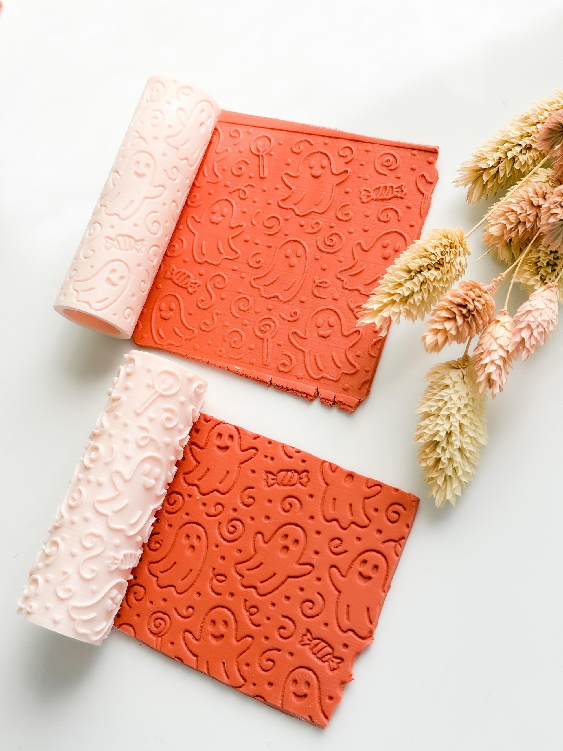 Halloween Ghost & Candy Clay Texture Roller: Polymer Clay Jewelry, Earrings