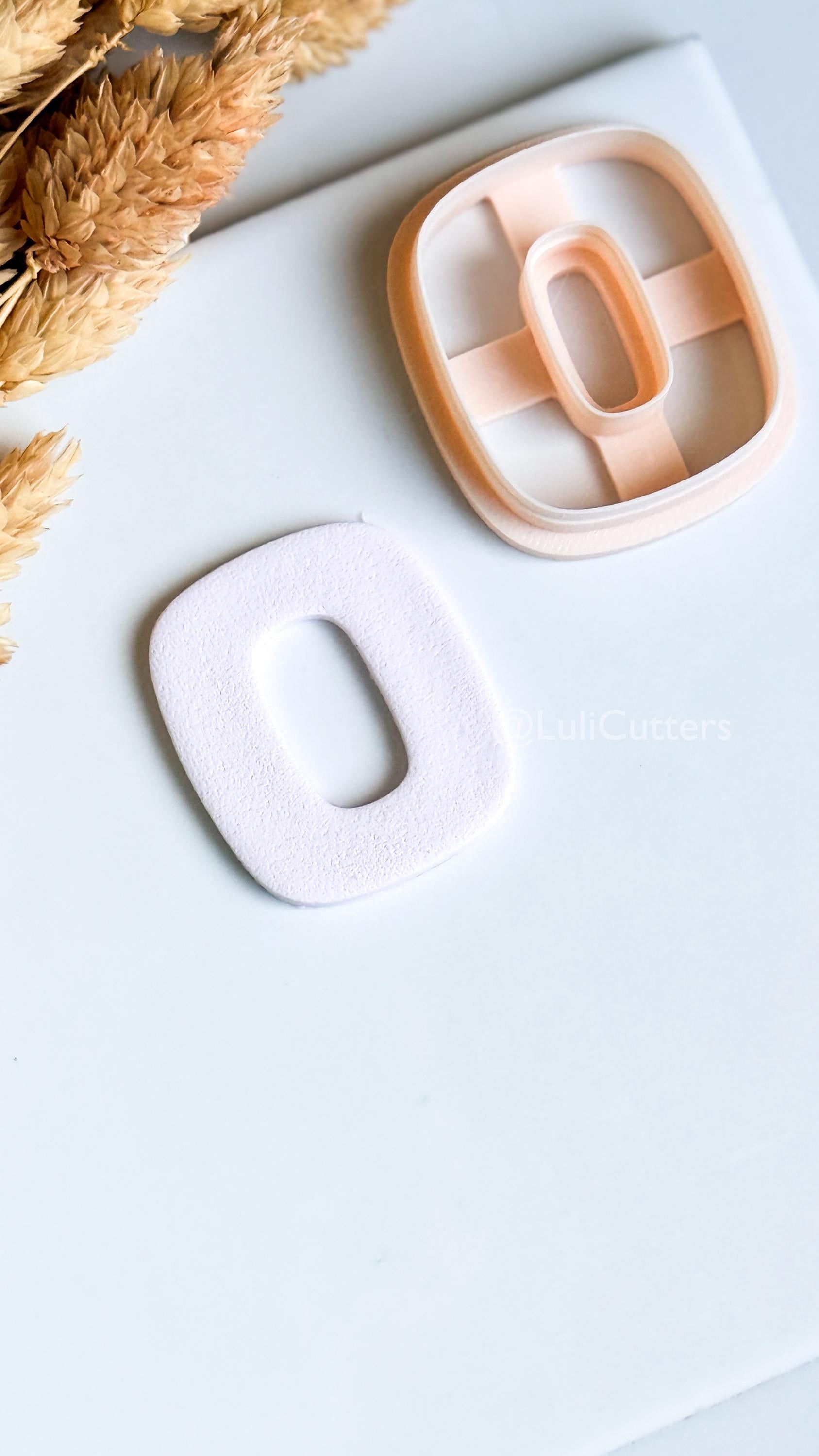 Rounded Square Clay Cutter – Modern Oval Center Polymer Clay Earring Shape
