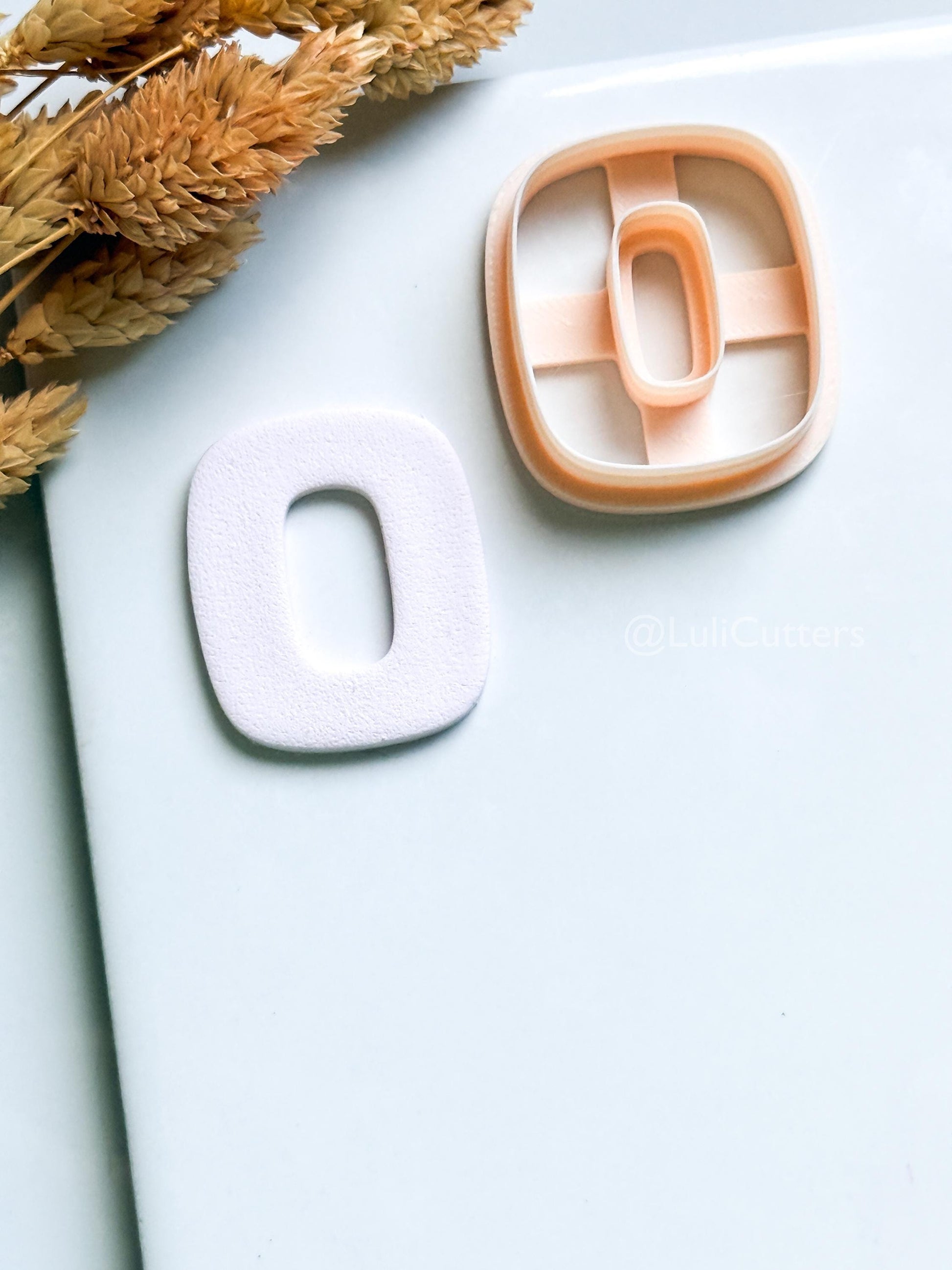 Rounded Square Clay Cutter – Modern Oval Center Polymer Clay Earring Shape