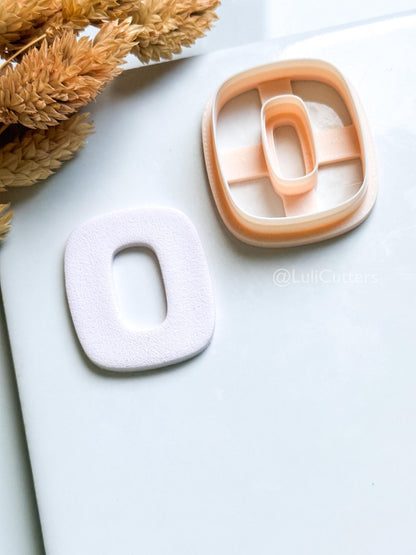 Rounded Square Clay Cutter – Modern Oval Center Polymer Clay Earring Shape