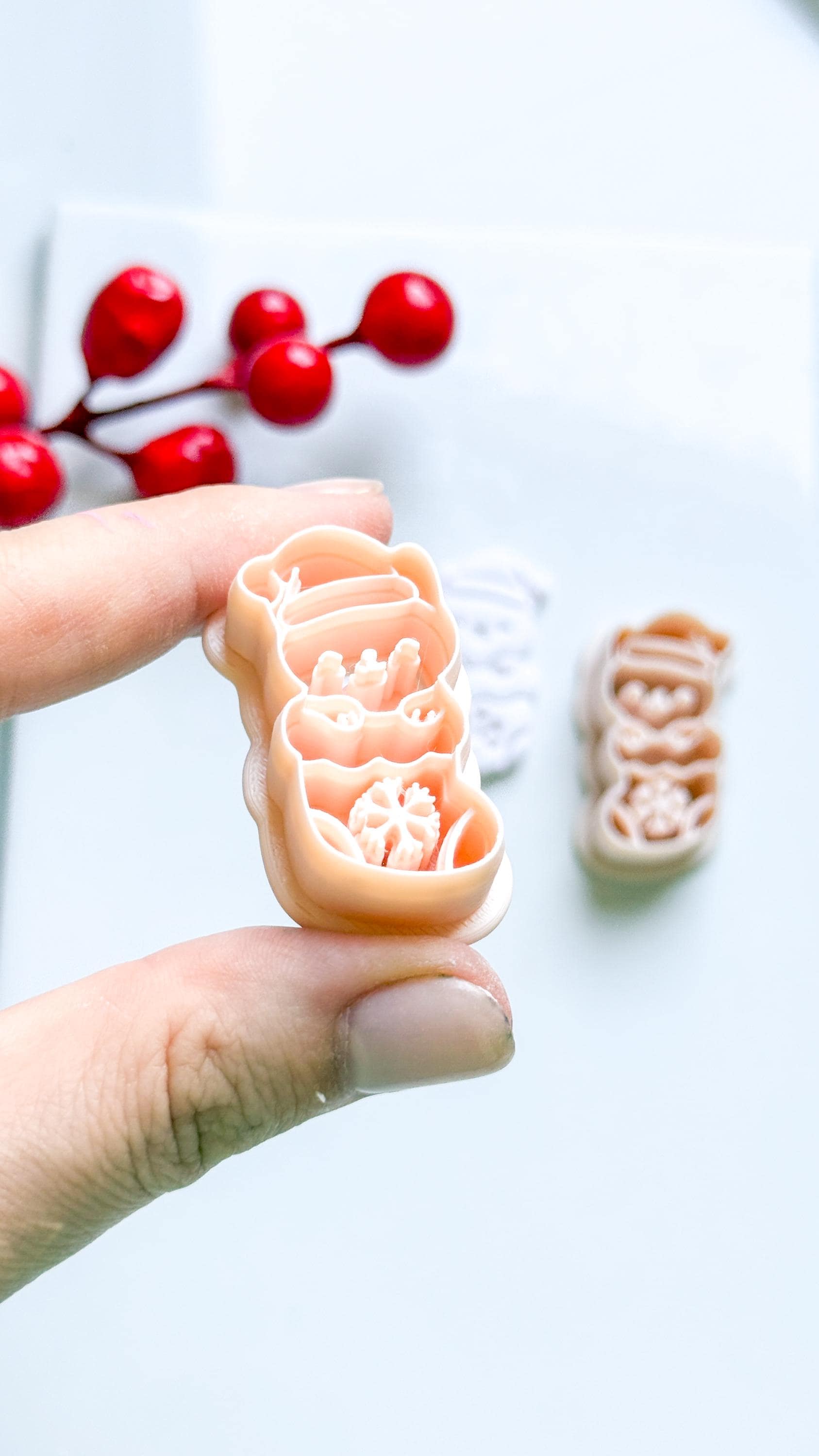 Christmas Cat in Stocking Clay Cutter – Holiday Polymer Clay Earring or Charm Shape