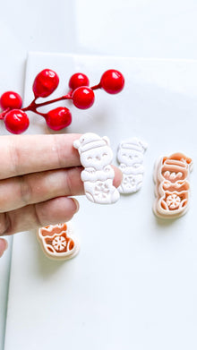 Christmas Cat in Stocking Clay Cutter – Holiday Polymer Clay Earring or Charm Shape