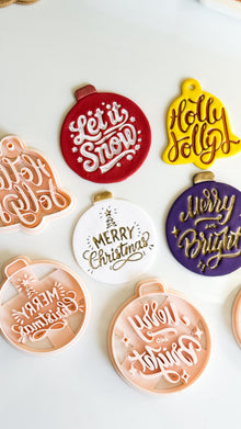 Christmas Ornament & Bell Polymer Clay Cutter Set – Engraved Holiday Phrases