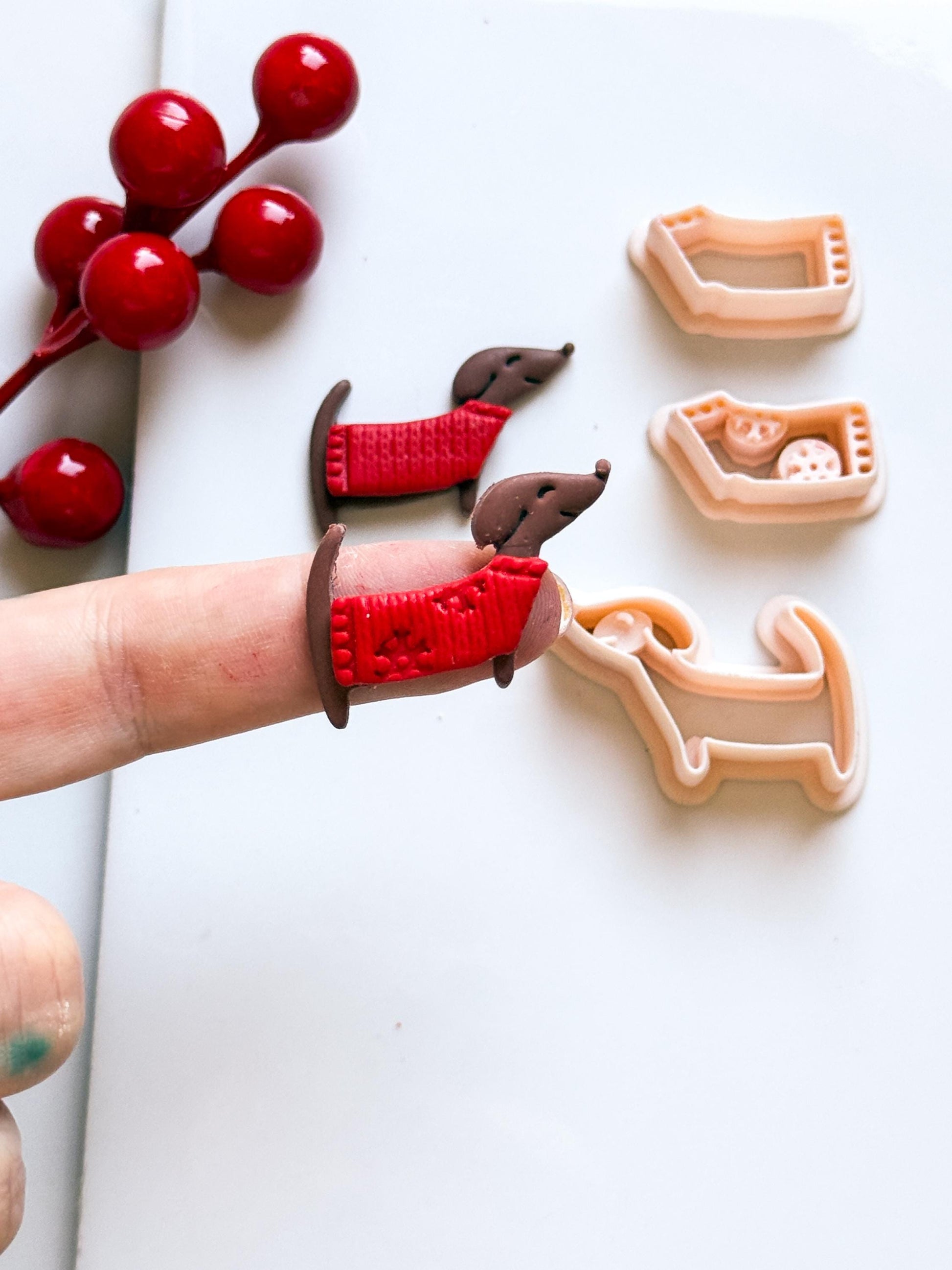Dachshund with Sweater Clay Cutter – 3 pieces Sausage Dog Polymer Clay Earring and Charm Tool