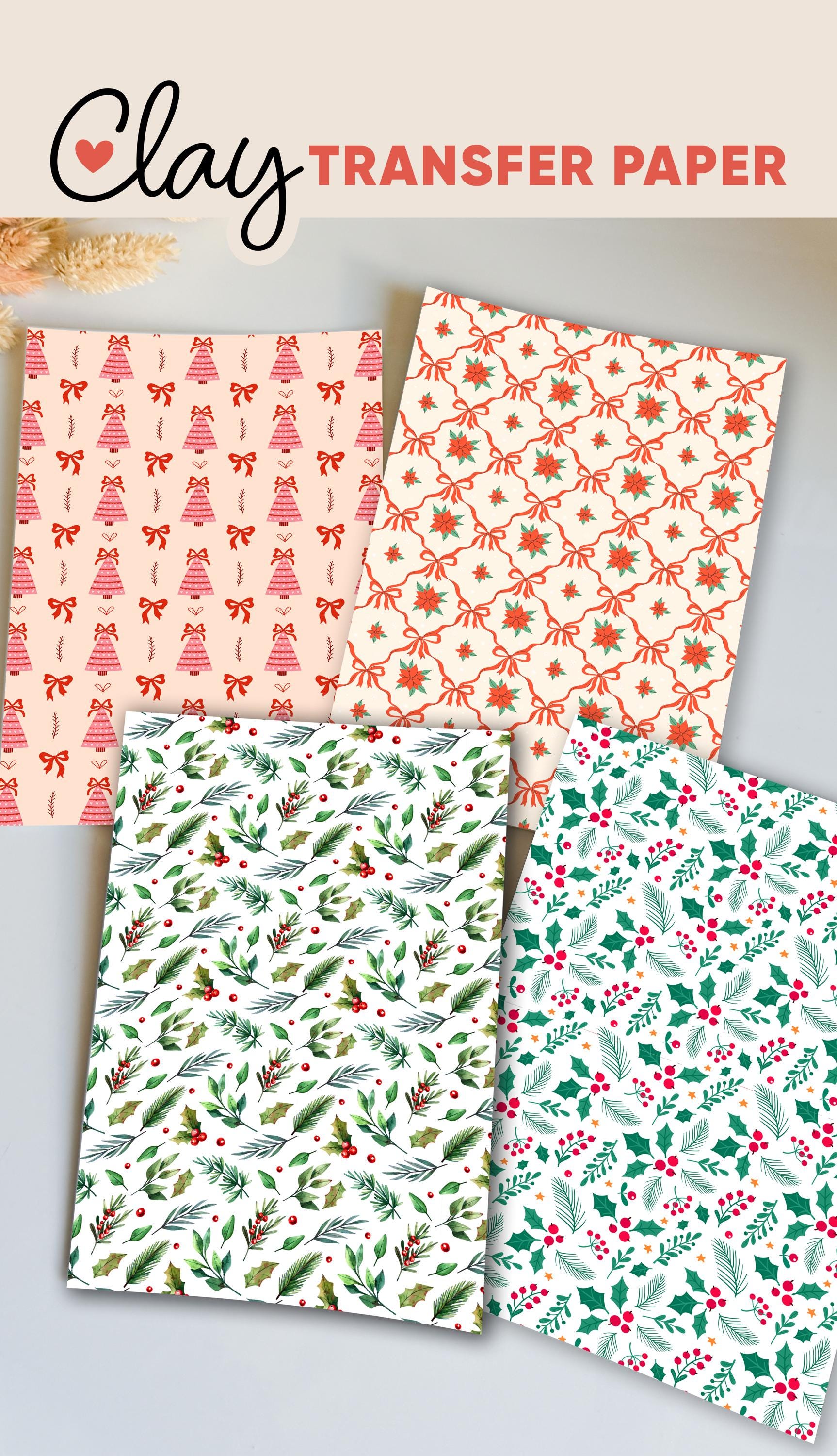 Christmas Winter Patterns Transfer Papers – Festive Polymer Clay Surface Designs