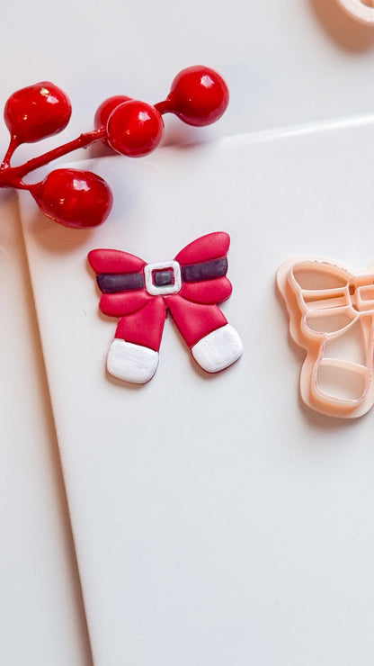 Santa Belt Bow Clay Cutter – Christmas Polymer Clay Tool for Festive Earrings & Charms