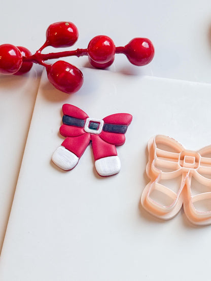 Santa Belt Bow Clay Cutter – Christmas Polymer Clay Tool for Festive Earrings & Charms