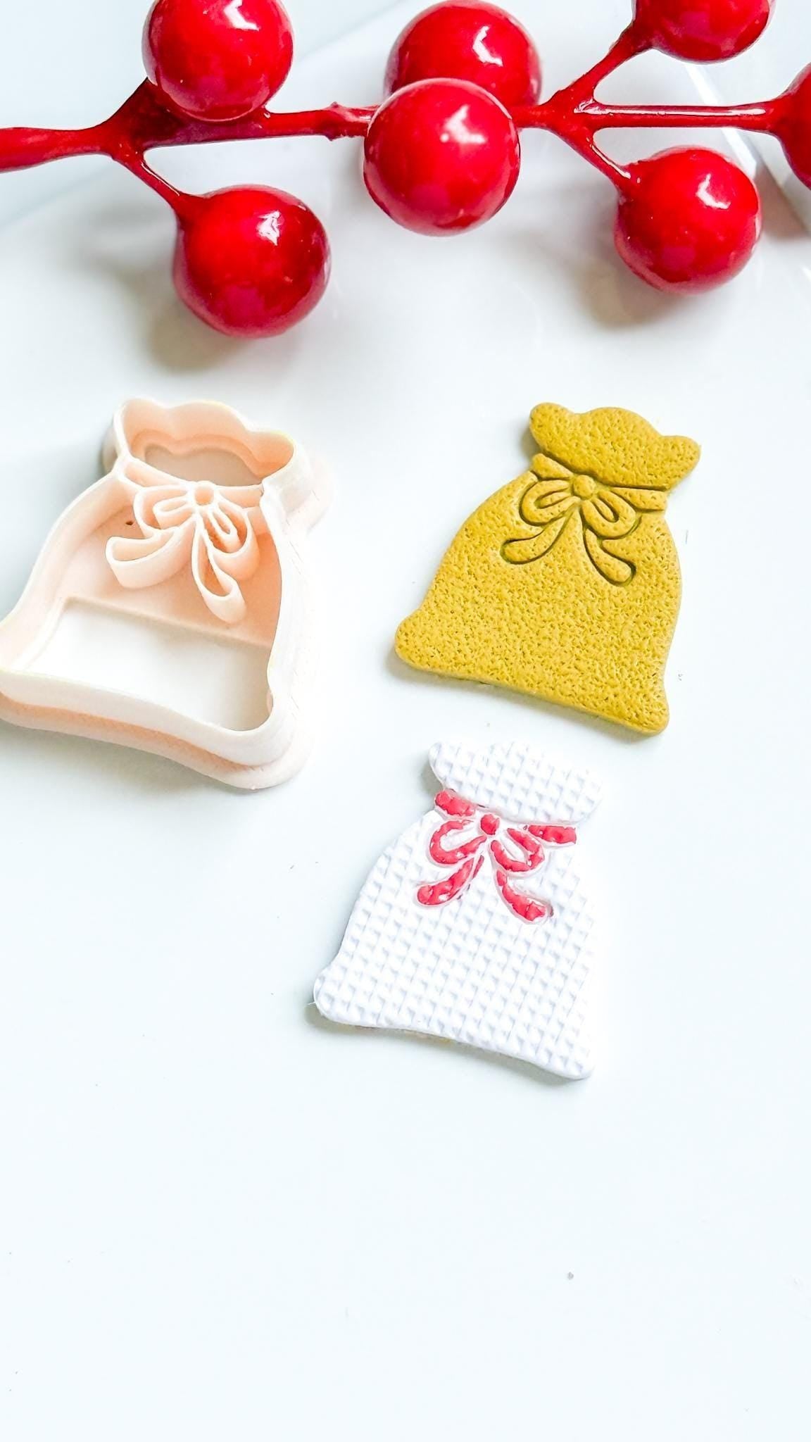 Santa Sack Polymer Clay Cutter Christmas Earrings and Ornaments