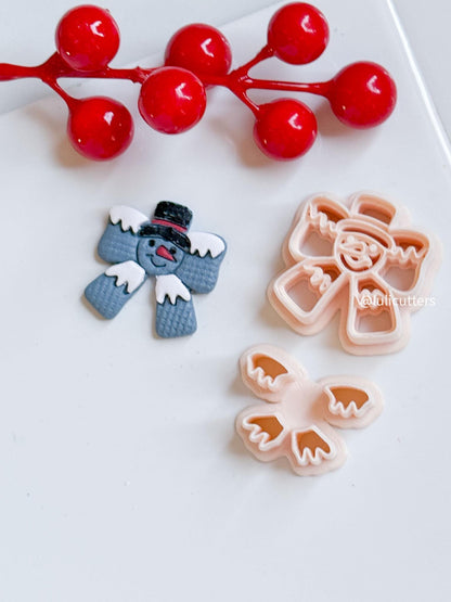 Snowman Bow Polymer Clay Cutter Christmas Earrings and Ornaments