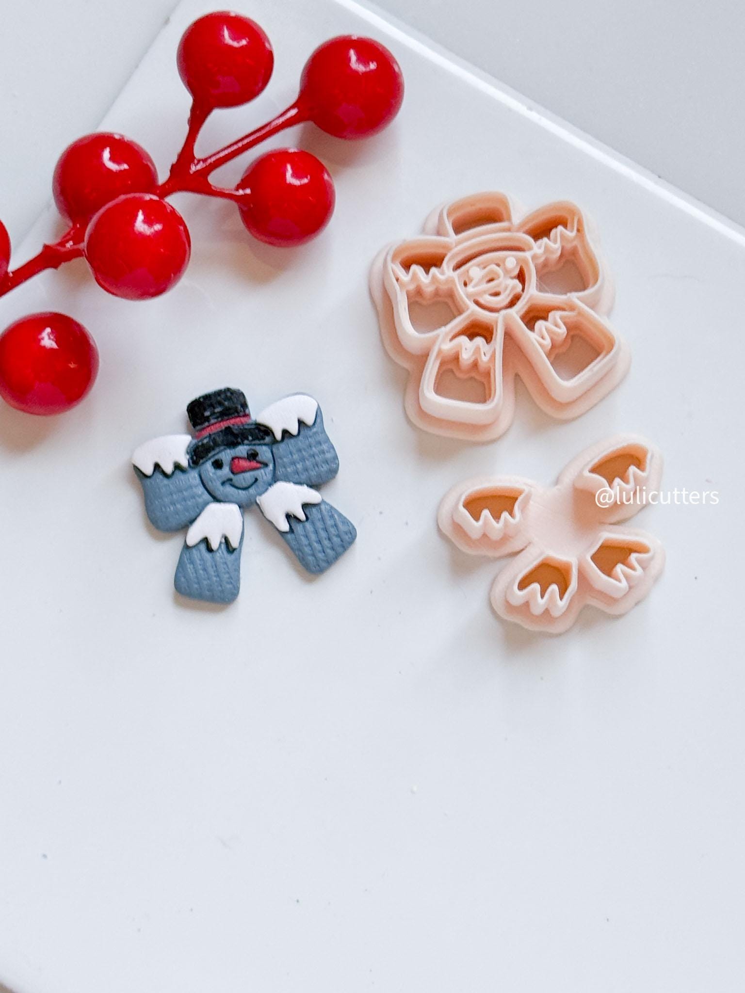 Snowman Bow Polymer Clay Cutter Christmas Earrings and Ornaments