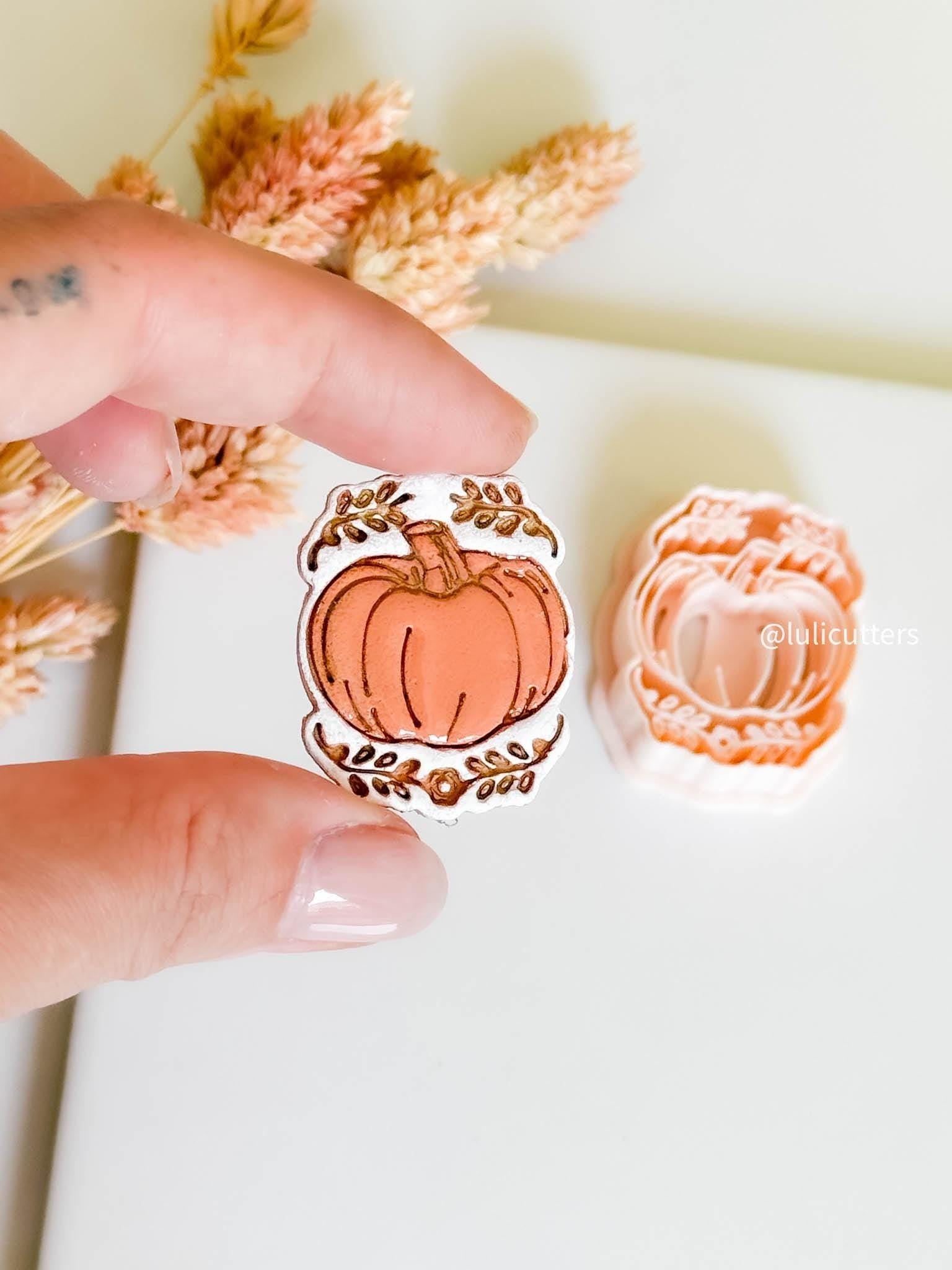Pumpkin Clay Cutter with Leaves: Fall Jewelry Making Tool