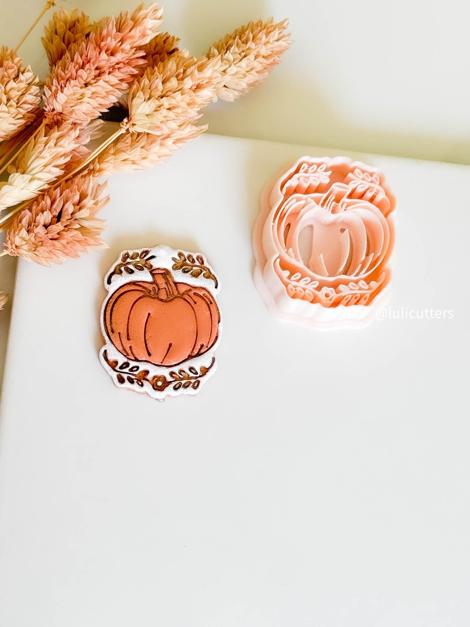 Pumpkin Clay Cutter with Leaves: Fall Jewelry Making Tool