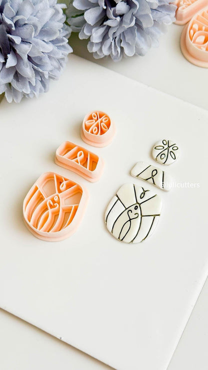 Victorian Swirl Clay Earring Cutter Set 3-Piece Ornamental Design with Circle Topper + Stacked Base