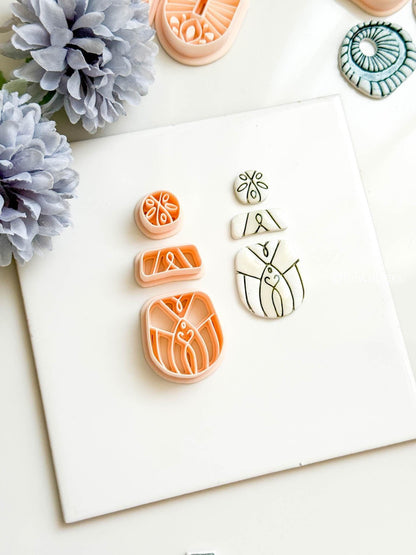 Victorian Swirl Clay Earring Cutter Set 3-Piece Ornamental Design with Circle Topper + Stacked Base