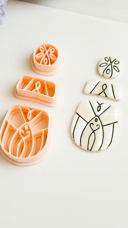 Victorian Swirl Clay Earring Cutter Set 3-Piece Ornamental Design with Circle Topper + Stacked Base