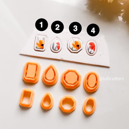 Minimalist Stud Earring Clay Cutter Set: Geometric Polymer Clay Jewelry