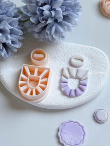 Sunburst Clay Earring Cutter Set Includes U-Shaped Fan Base + Oval Topper