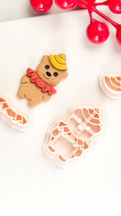 Christmas Bear Clay Cutter Set, Festive Polymer Clay Earring Tools