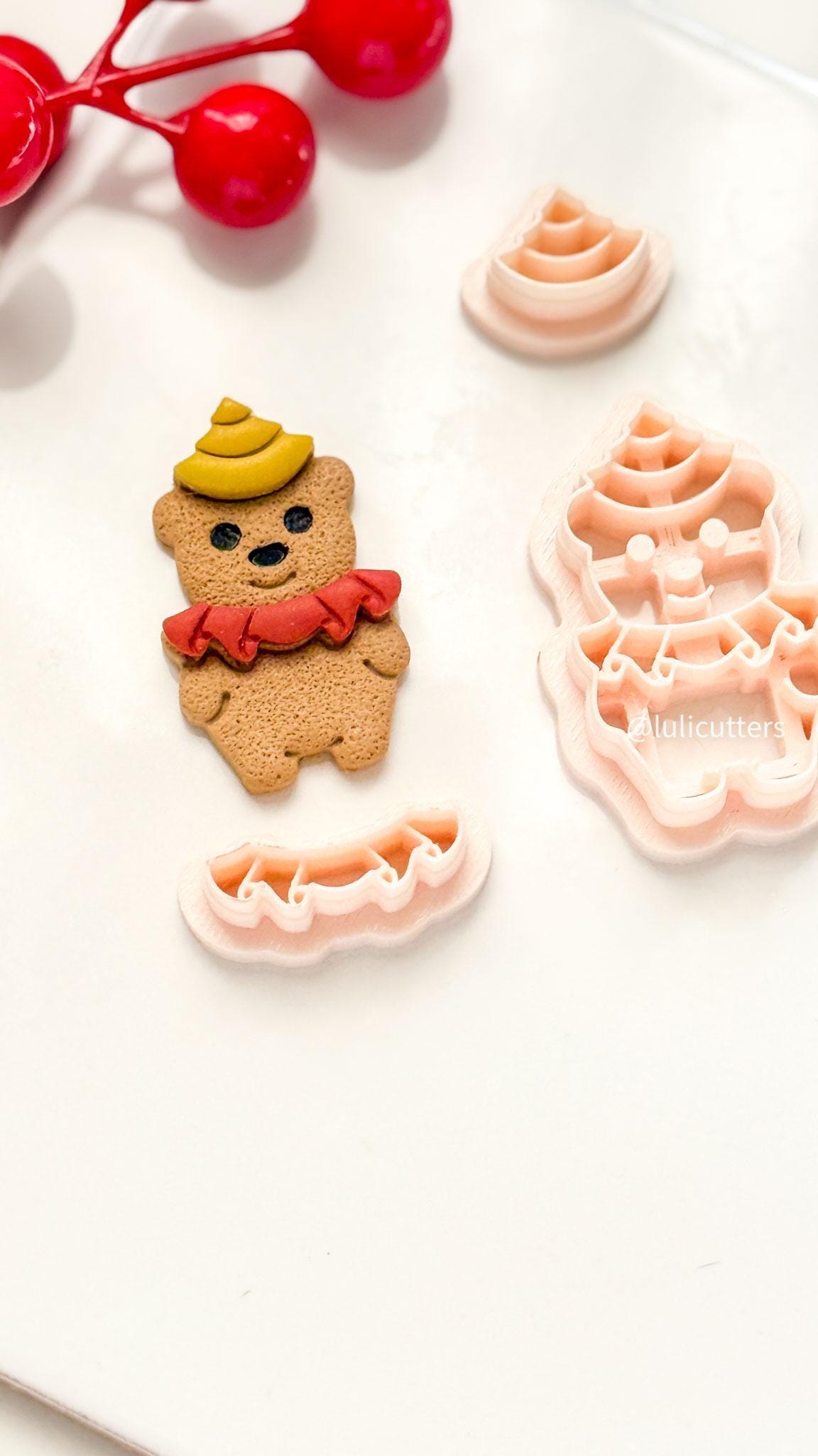 Christmas Bear Clay Cutter Set, Festive Polymer Clay Earring Tools