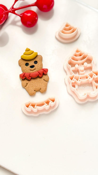 Christmas Bear Clay Cutter Set, Festive Polymer Clay Earring Tools