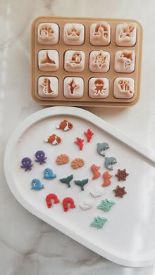 Ocean Micro Clay Cutter Set: 12 Sea Creatures, Mini Earrings & Charms