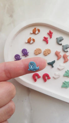 Ocean Micro Clay Cutter Set: 12 Sea Creatures, Mini Earrings & Charms