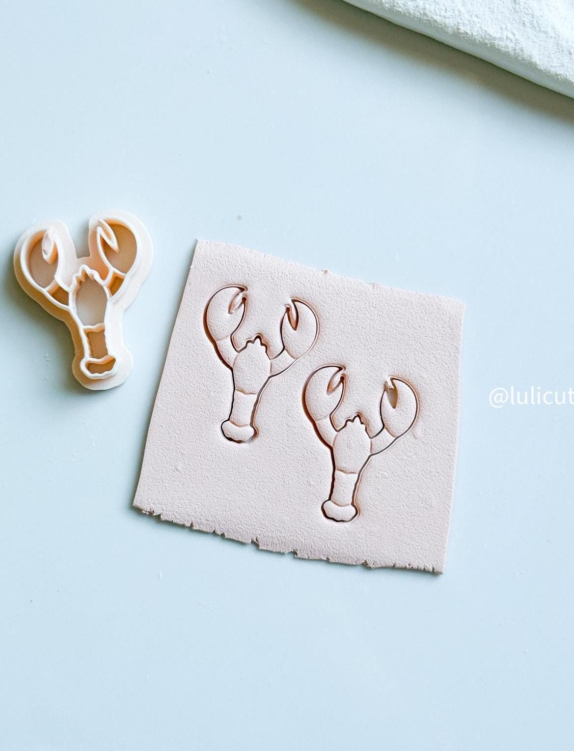 Lobster Clay Cutter with Imprint: Sea-Inspired Polymer Clay Earring Tool